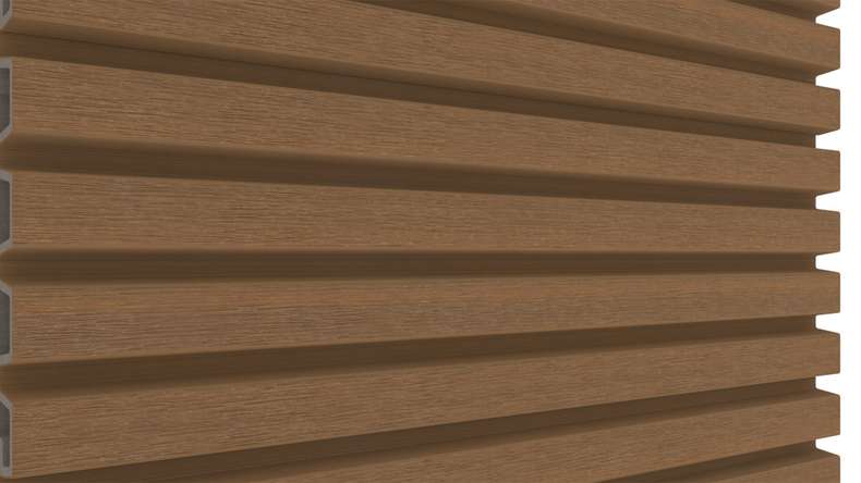 planeo LINEA Slim - Rivestimento per facciate in WPC CoEx, finitura Teak della Birmania, 2900 x 215 mm