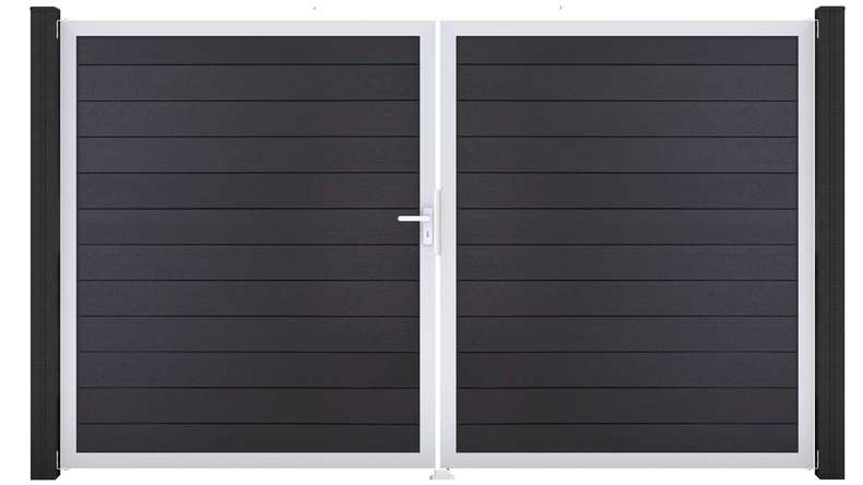 planeo Gardence Strong - Porta BPC - DIN Sinistro a 2 ante Grigio antracite con telaio in alluminio argento