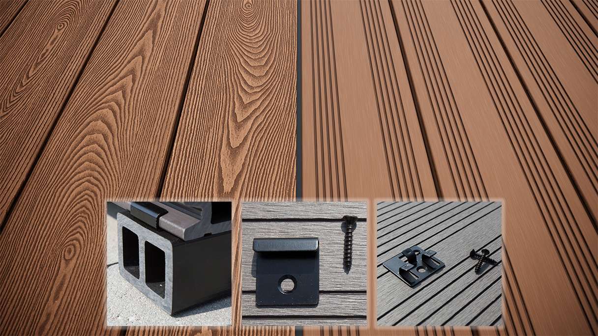 planeo SolidWood WPC decking set completo tavola piena 4,2m (20,99m²) - marrone chiaro francese/testurizzato