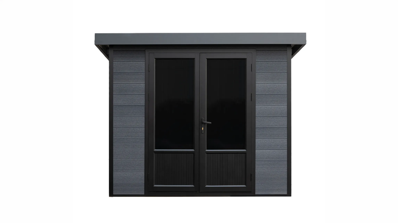 Casetta da giardino planeo WPC con tetto a una falda, modello S - antracite, 240 x 240 cm
