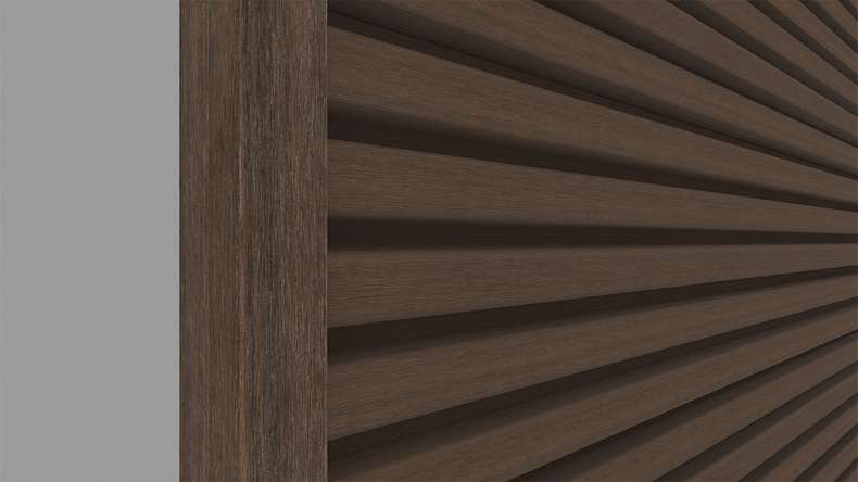 planeo LINEA - Profilo terminale in alluminio CoEx, colore Ipe marrone, 3000 x 74 x 61 mm