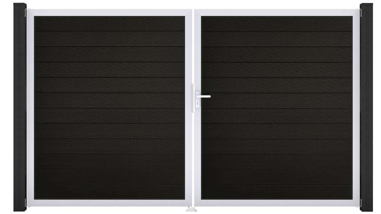 planeo Gardence Strong - Cancello BPC - a 2 ante, nero co-ex con telaio in alluminio