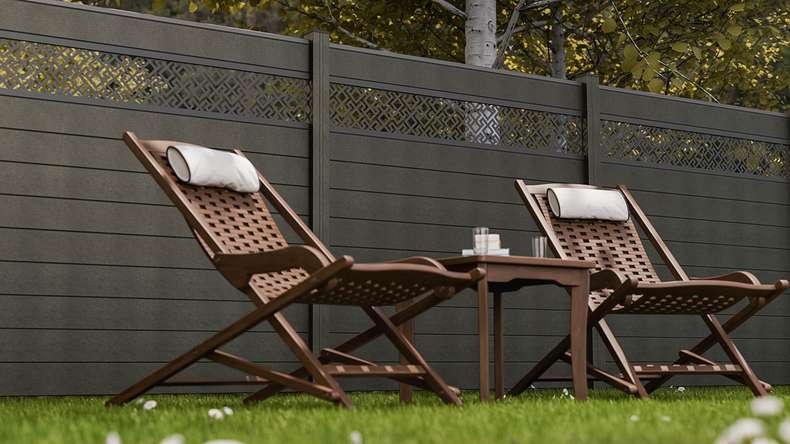 planeo Gardence Strong - recinzione a innesto BPC Abstract grigio antracite 180 x 180 cm