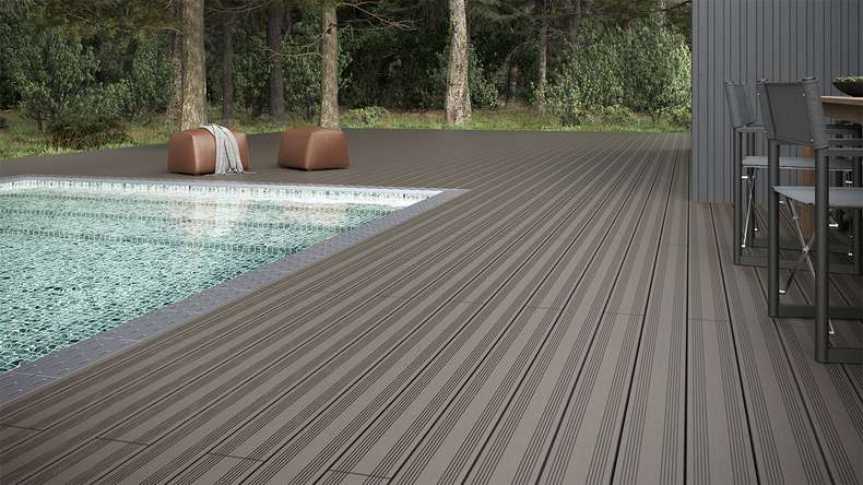 planeo SolidWood WPC decking set completo di tavole massicce - grigio chiaro francese/testurizzato