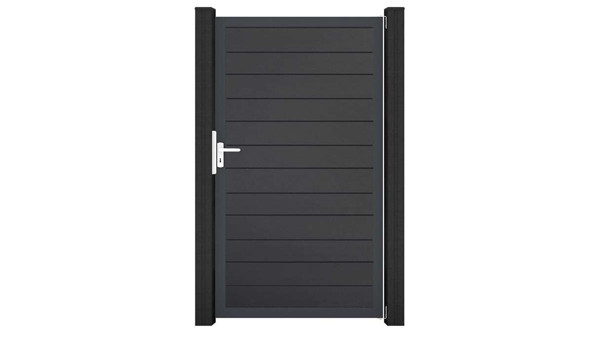 planeo Gardence Simply Small - Cancello universale in PVC grigio antracite con telaio in alluminio 100 x 180 cm