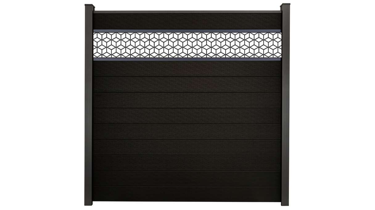 planeo Gardence Strong - recinzione a innesto BPC Cube nero co-ex 180 x 180 cm