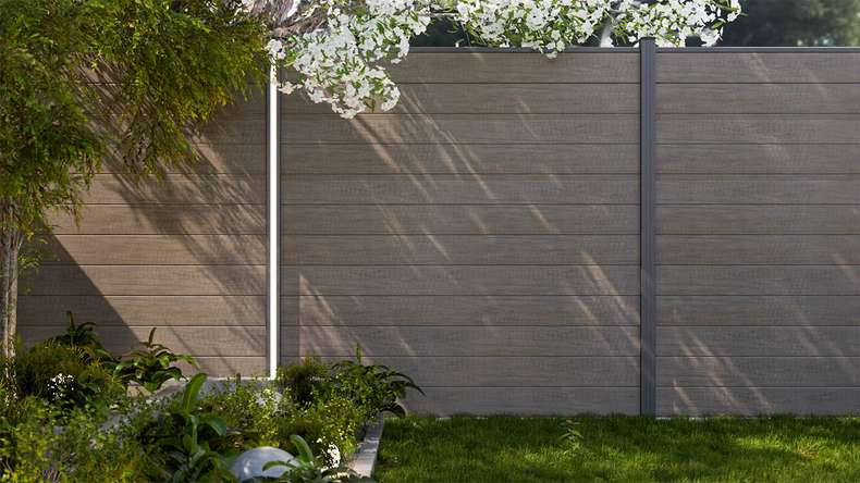 planeo Gardence Simply Small - recinzione a innesto in PVC Monument Oak 180 x 180 cm