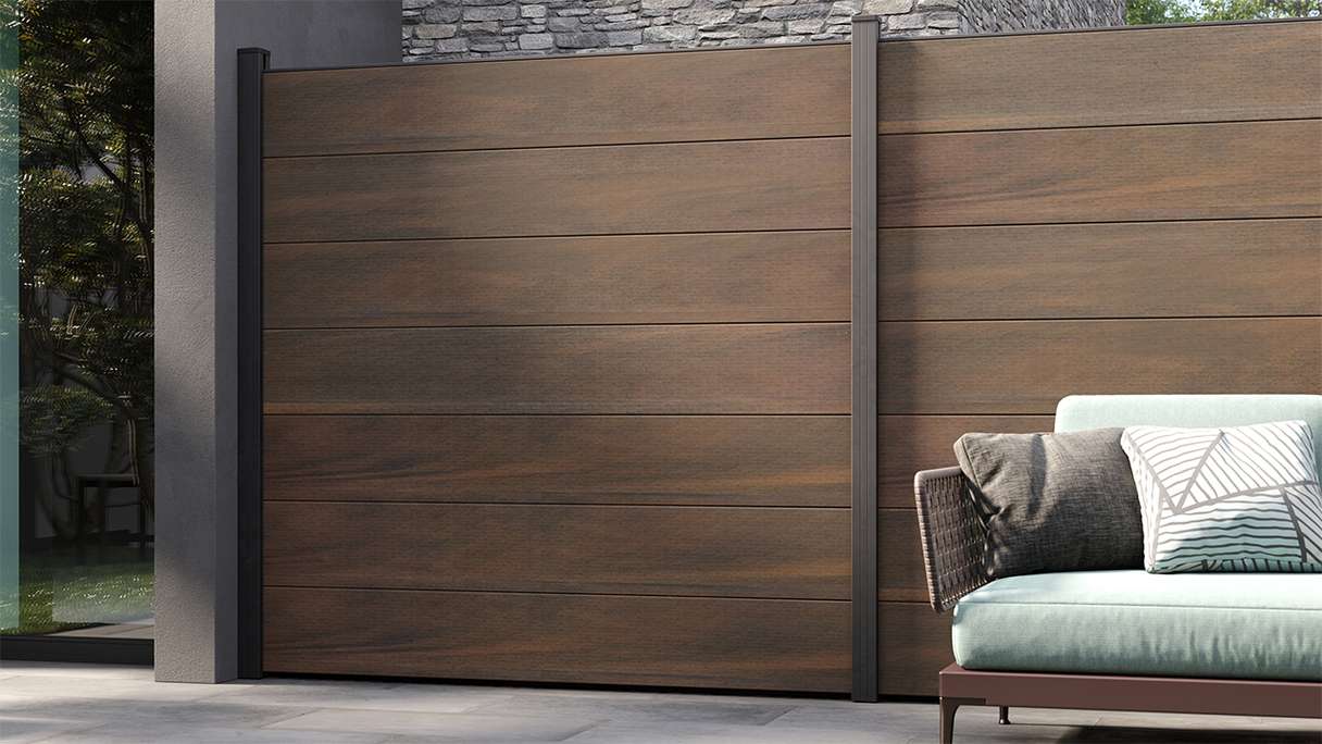 planeo Gardence Strong XL - Recinzione in BPC standard Noce co-ex