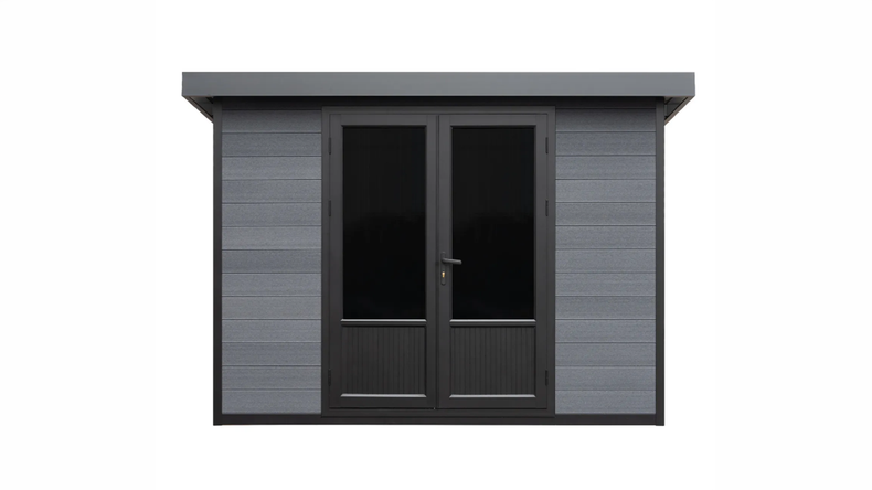 Casetta da giardino planeo WPC con tetto a una falda, modello M - antracite, 280 x 280 cm