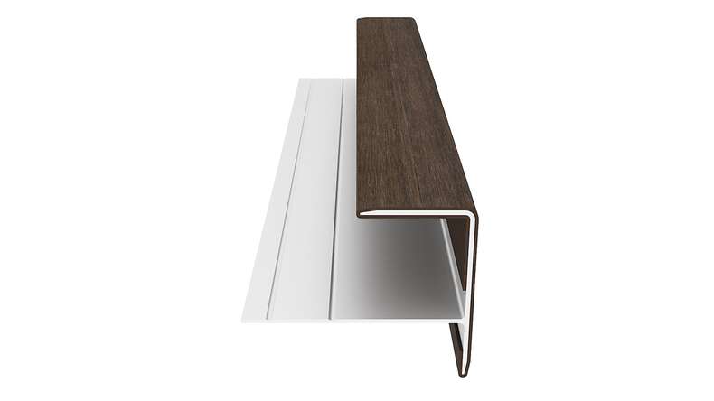planeo LINEA - Profilo terminale in alluminio CoEx, colore Ipe marrone, 3000 x 74 x 61 mm