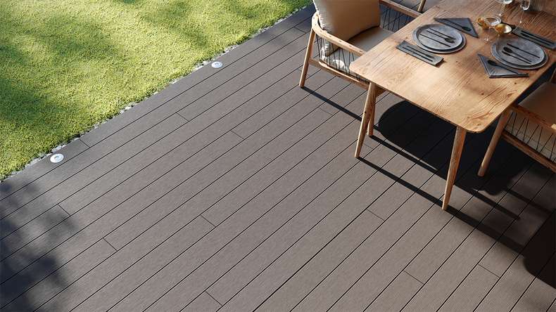 planeo LightWood WPC tavola cava - Grigio chiaro 3m scanalato/scanalato