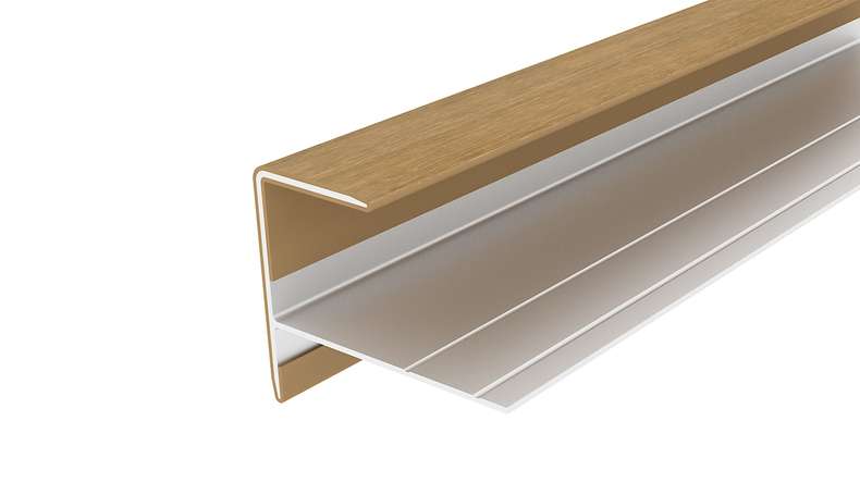 planeo LINEA - Profilo terminale in alluminio CoEx, color sabbia, 3000 x 74 x 61 mm