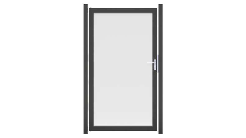 planeo Gardence Flair - Porta in vetro DIN Sinistro satinato con telaio in alluminio antracite 100 x 180cm