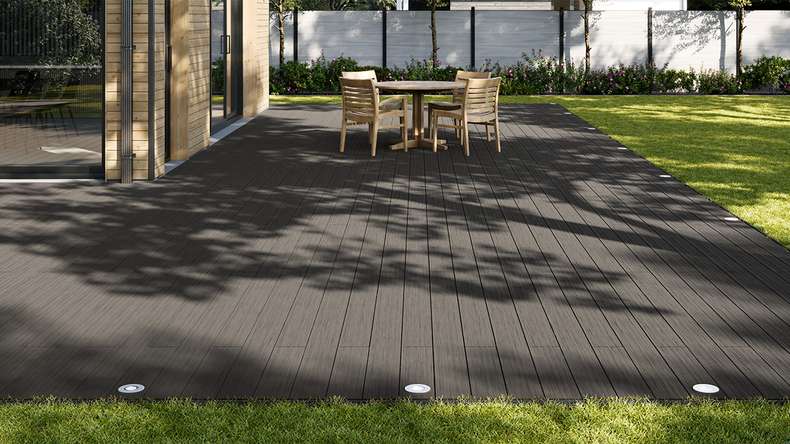 planeo AntikWood WPC tavola solido - Grigio antracite 3.6m invecchiato