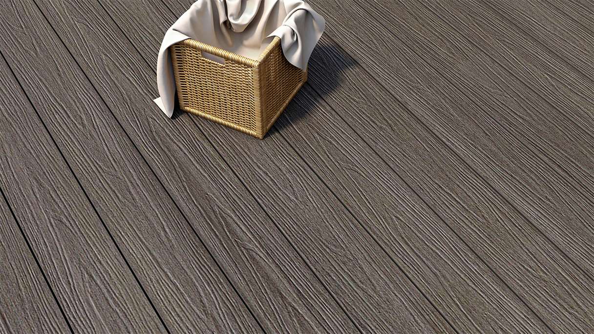 planeo MAXLine Nature - Pannello per decking XL rivestito in WPC CoEx a camera cava - grigio scuro 3m strutturato/liscio spazzolato
