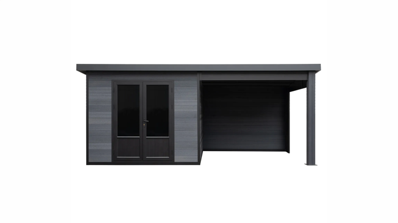 Casetta da giardino planeo WPC con tetto a una falda XXL - Antracite 560 x 288 cm