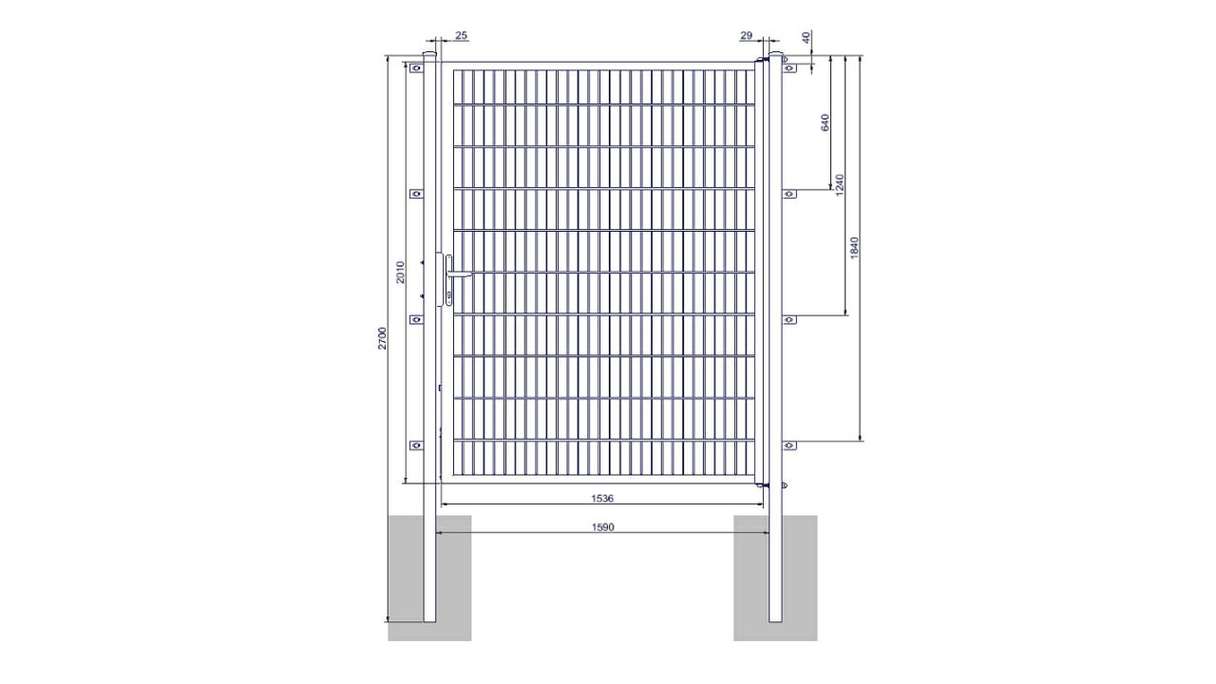 Porta universale media a 1 pannello zincata a caldo A 2000 x L 1590 mm inclusi i pali della porta
