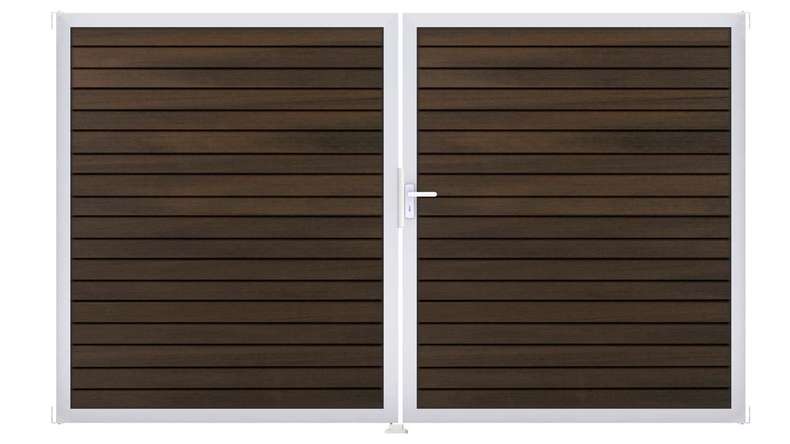 planeo Gardence Trendy - Porta BPC rombo - DIN Destro 2 ante in Noce co-ex con telaio in alluminio argento