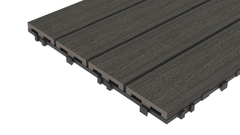 Piastrella per terrazza planeo in WPC-CoEx, grigio scuro, 90x30 cm