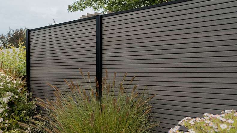 planeo LINEA - Recinzione a rombi in WPC CoEx grigio scuro 176 x 183