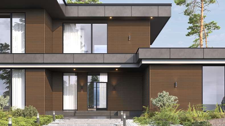 planeo LINEA Wide - Rivestimento per facciate in WPC CoEx, colore Ipe marrone, 2900 x 181 mm