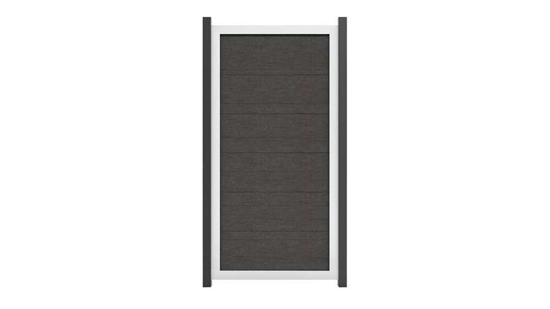 planeo Gardence Guard - Recinzione in BPC verticale Grigio antracite con telaio in alluminio in argento