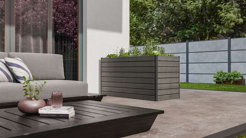 planeo BPC-Rhombus letto rialzato rettangolo - grigio pietra co-ex. 150 x 70 x 79 cm