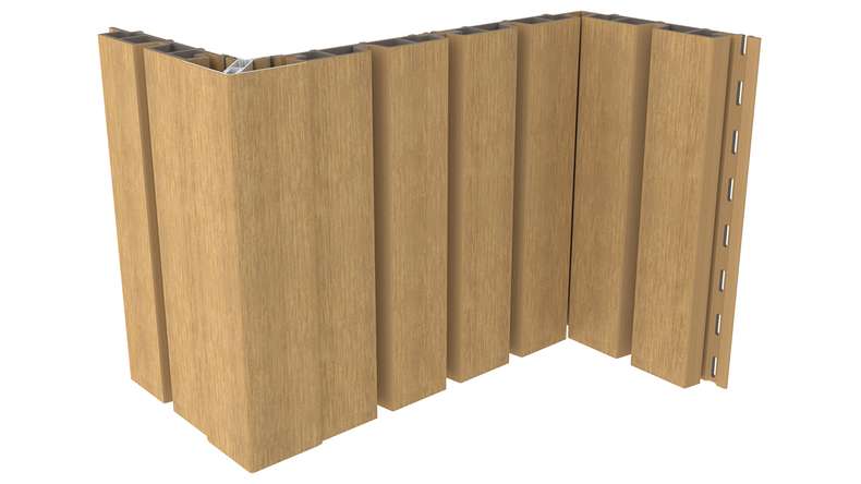 planeo LINEA Wide - Rivestimento per facciate in WPC CoEx, colore sabbia, 2900 x 181 mm