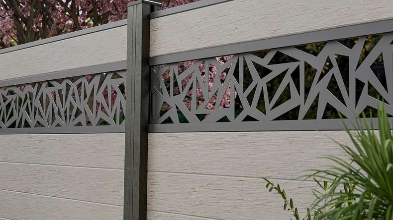 planeo Gardence Strong - recinzione a innesto BPC Triangolo Bi-Color Sand 180 x 180 cm