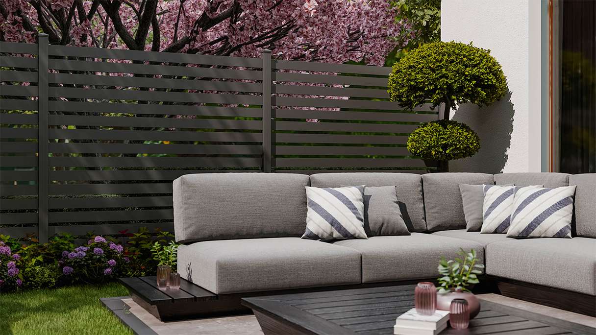 planeo Gardence Metallic Edge - Recinzione da giardino in alluminio quadrata antracite | DB703