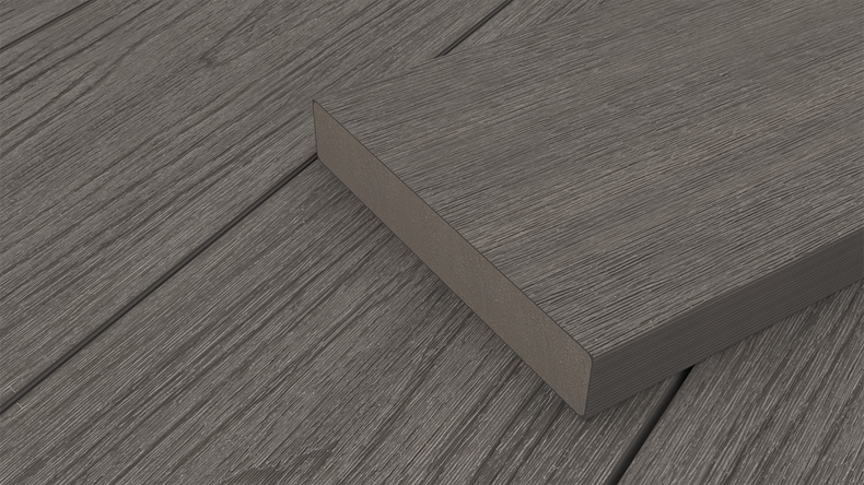 planeo UNIDeck - Listello per terrazza rivestito in WPC CoEx, grigio scuro, 3 m - strutturato/liscio spazzolato