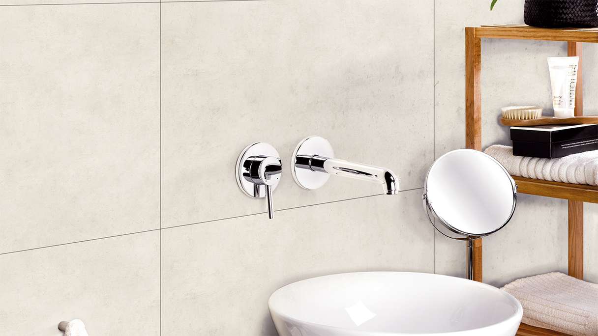 planeo StrongWall - Rivestimento in plastica per pareti Cemento chiaro 65 x 37,5 cm