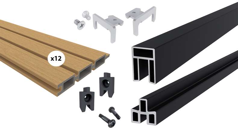 planeo LINEA - Recinzione a rombi in WPC CoEx Sand 176 x 183 cm