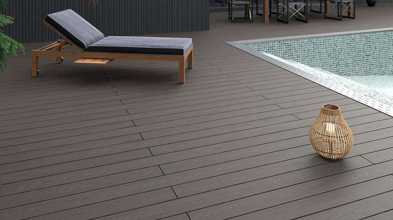 planeo SolidWood WPC tavola solido - Grigio chiaro 3.6m francese/strutturato