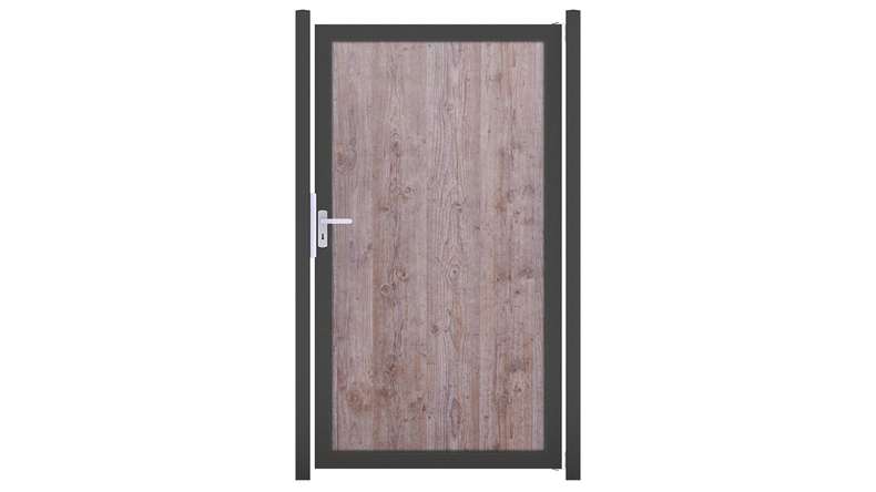 planeo Gardence Resistant - Cancello frangivista in HPL effetto legno con telaio in alluminio