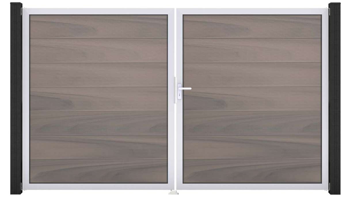 planeo Gardence Strong XL - Cancello BPC - a 2 ante, bicolore co-ex con telaio in alluminio