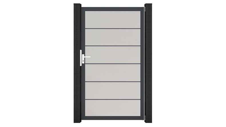 planeo Gardence Simply Premium - Porta universale in PVC bianco con telaio in alluminio antracite | DB703 100 x 180 cm