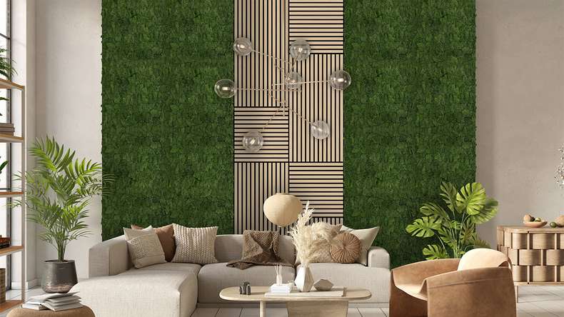 pannello acustico planeo - MixWall Living Moss Dark Green 52 x 52 cm | muschio naturale (PLMW-30111)