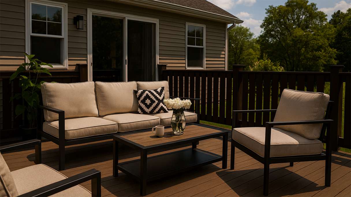 planeo decking in legno massiccio Thermo ash scuro spazzolato/liscio - 1500 x 112 x 20 mm