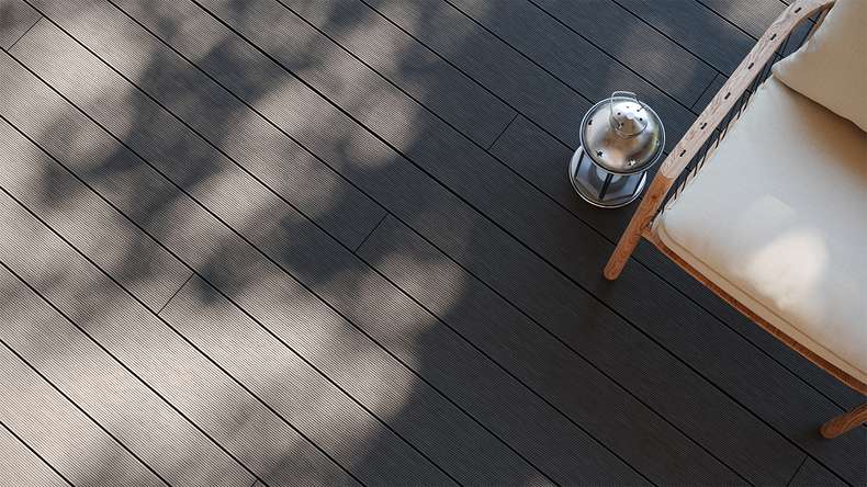 planeo LightWood WPC tavola cava - Grigio scuro 3m scanalato/scanalato