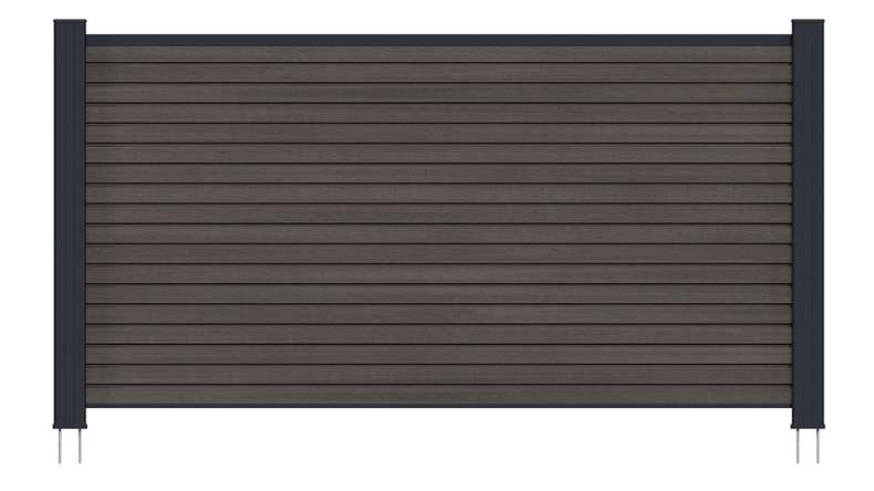 planeo LINEA - Recinzione da giardino a incastro in WPC CoEx Rhombus, grigio scuro, 180 x 90 cm
