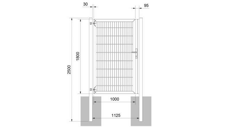 Porta universale pesante a 1 pannello antracite A 1800 x L 1125 mm inclusi i pali della porta
