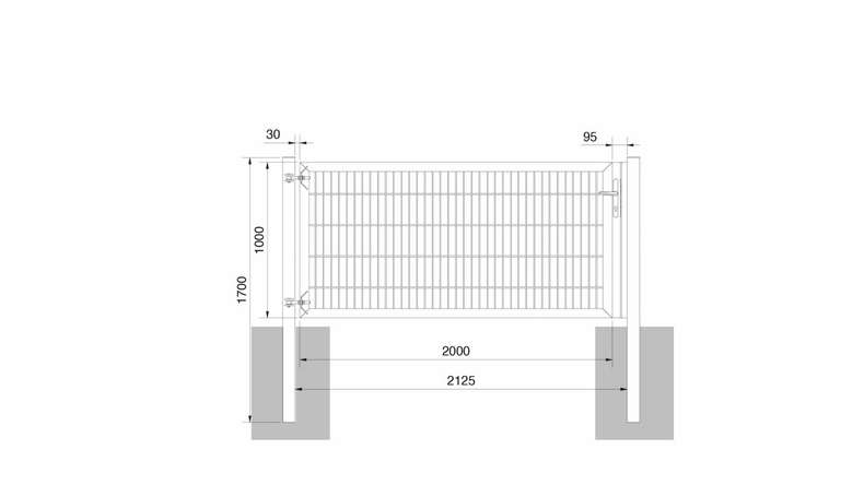Porta universale pesante a 1 pannello antracite A 1000 x L 2125 mm inclusi i pali della porta