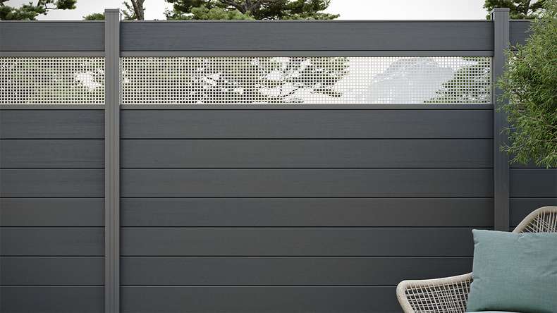 planeo Gardence Strong - Recinzione in BPC quadrata Grigio antracite