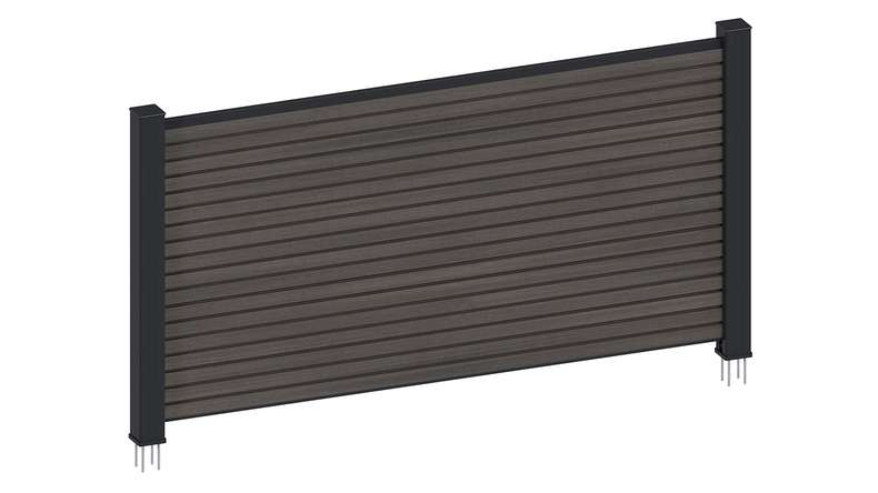 planeo LINEA - Recinzione da giardino a incastro in WPC CoEx Rhombus, grigio scuro, 180 x 90 cm