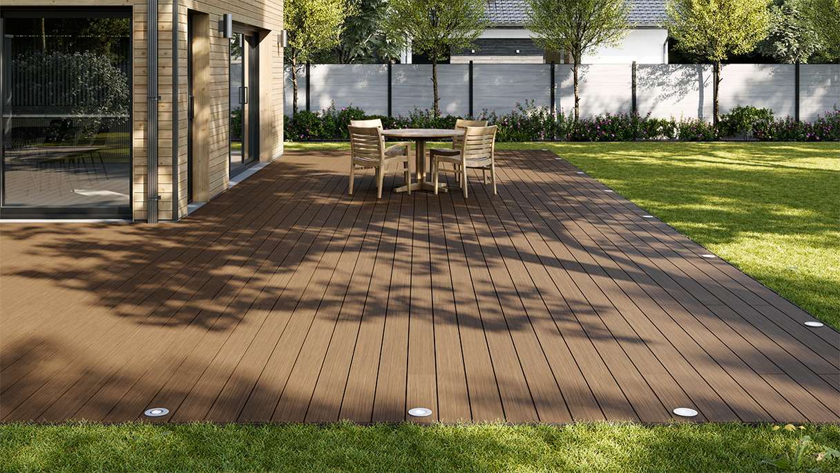 planeo AntikWood WPC set completo di tavole massicce - Marrone chiaro anticato