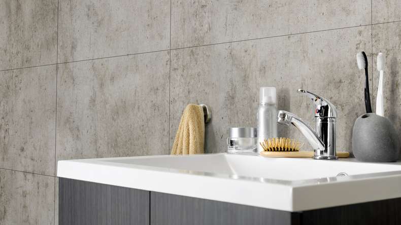 planeo StrongWall - Rivestimento murale in plastica Cemento scuro 65 x 37,5 cm