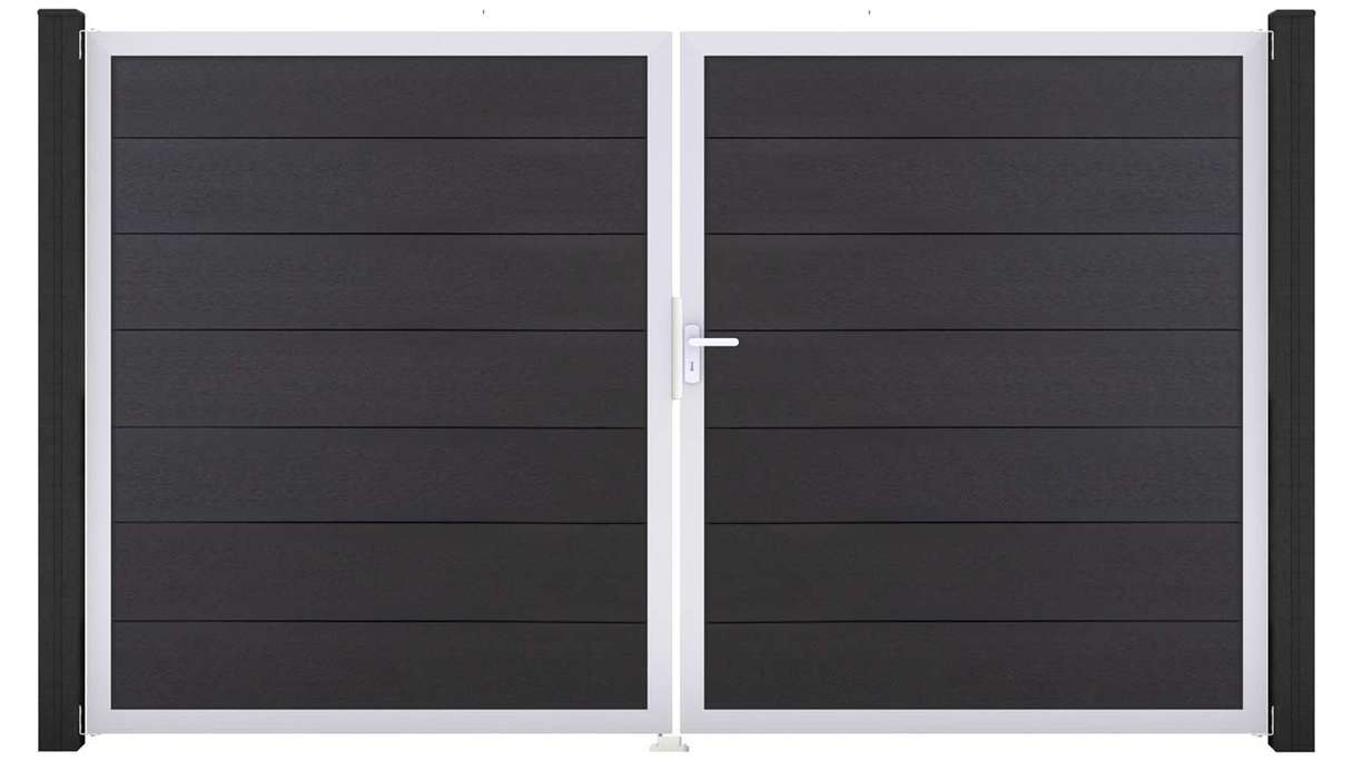 planeo Gardence Strong XL - Cancello BPC - A due ante, grigio antracite con telaio in alluminio