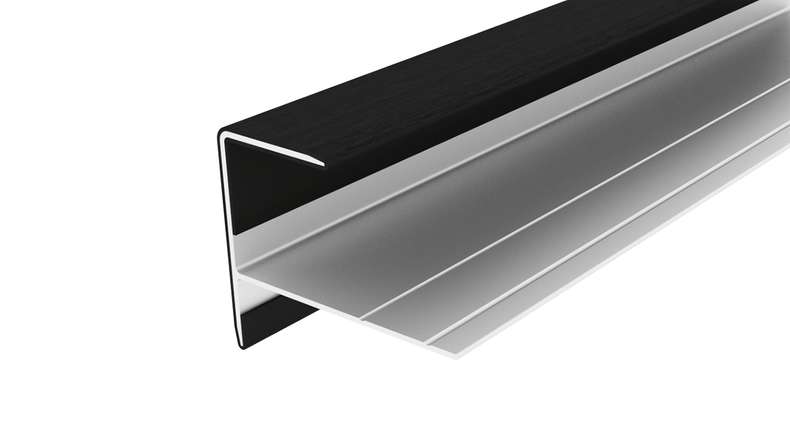 planeo LINEA - Profilo terminale in alluminio CoEx nero 3000 x 74 x 61 mm