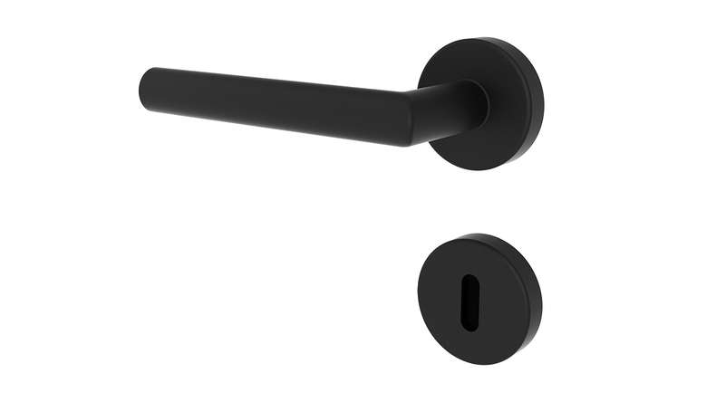planeo Edelwerk VYRO maniglia per porta nero opaco BB rosa tondo